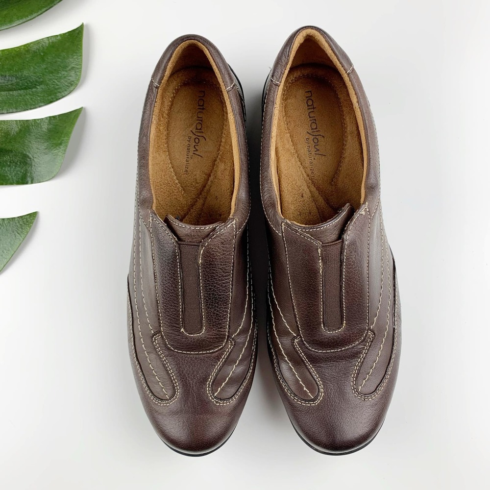 Natural Soul by Naturalizer Raise Loafers Slip On Brown Leather Women’s 8.5 - Picture 2 of 11